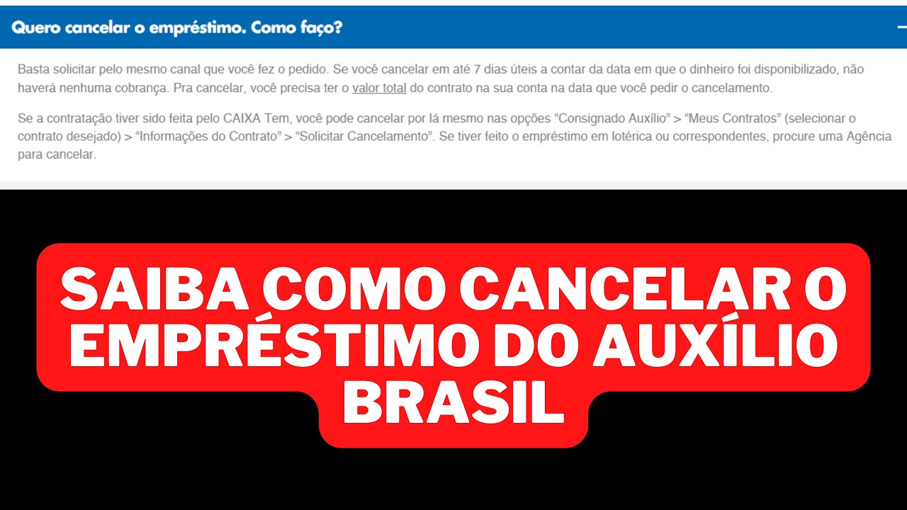  Auxílio Brasil로 만든 대출을 취소할 수 있는지 알아보십시오.
